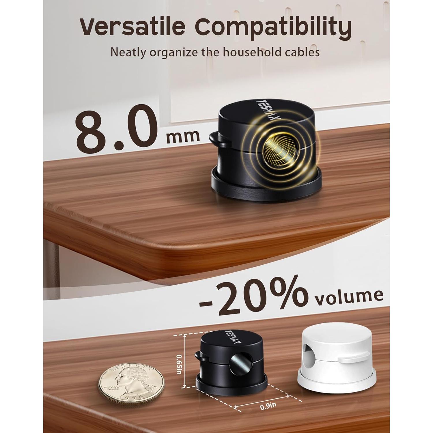 Clips Magnéticos para Cables Tesmax 360° - Organizador 6 Pack