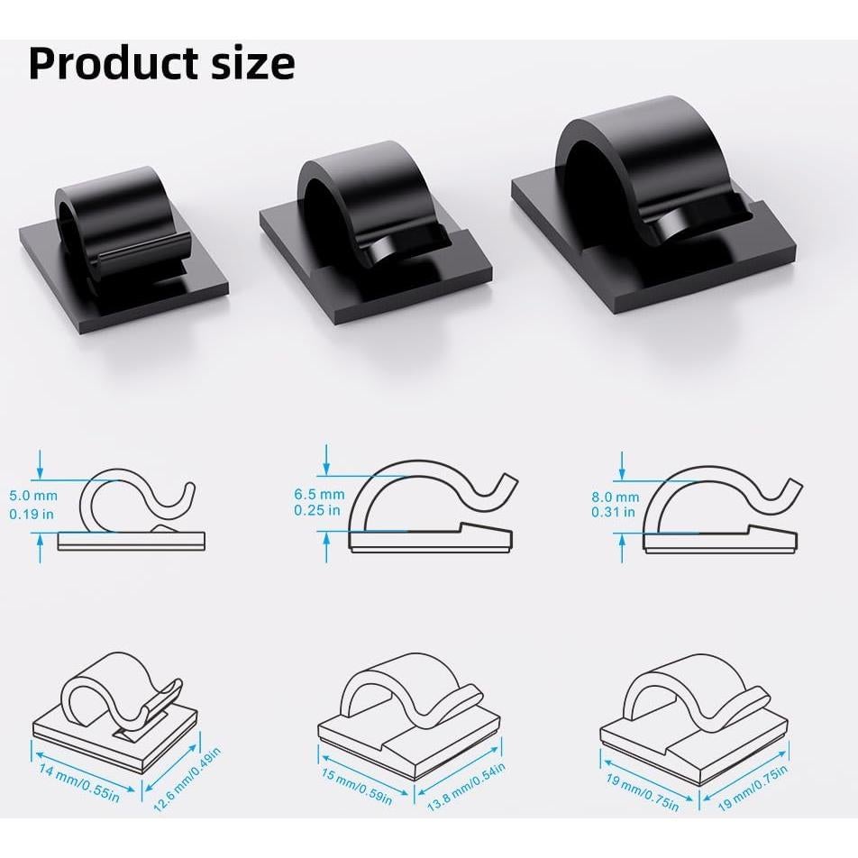 100 Clips Adhesivos para Gestión de Cables ITUGOU - Variados