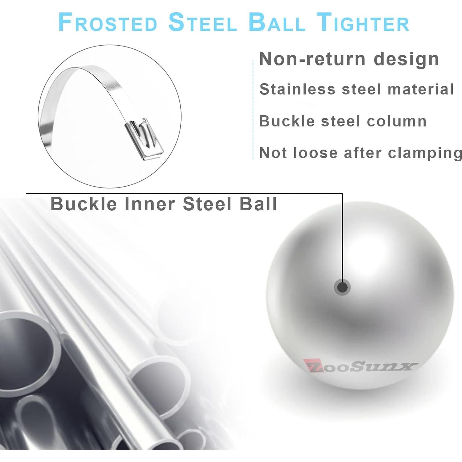 Bridas de Metal ZOOSUNX 30 cm Acero Inoxidable 100 Piezas