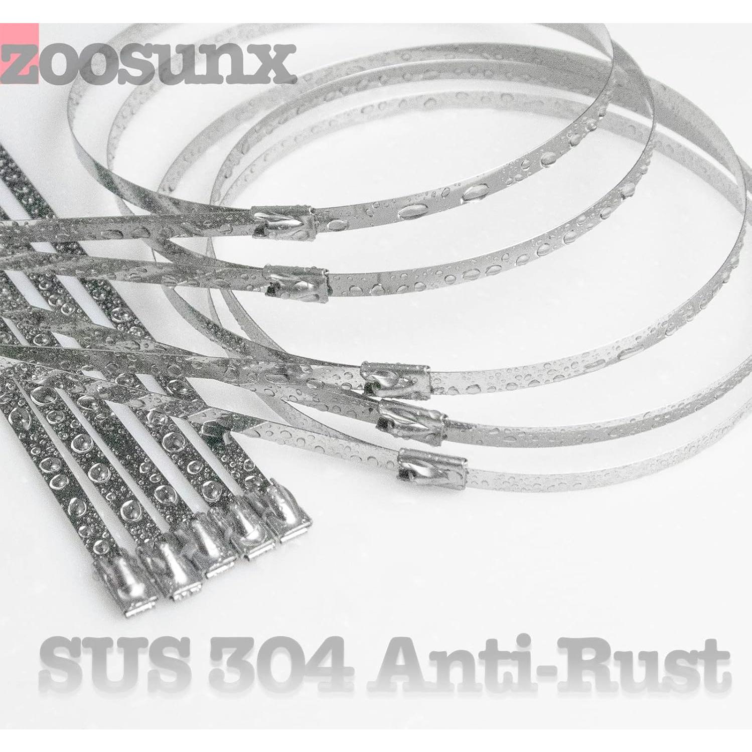 Bridas de Metal ZOOSUNX 30 cm Acero Inoxidable 100 Piezas