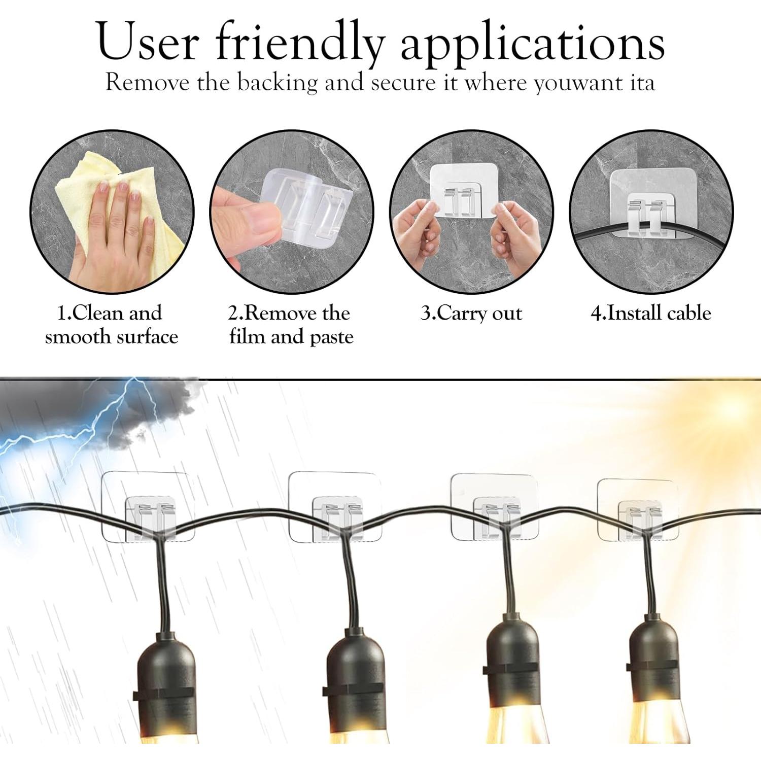 Ganchos Adhesivos para Luces de Navidad Moonateen - 40 Pcs