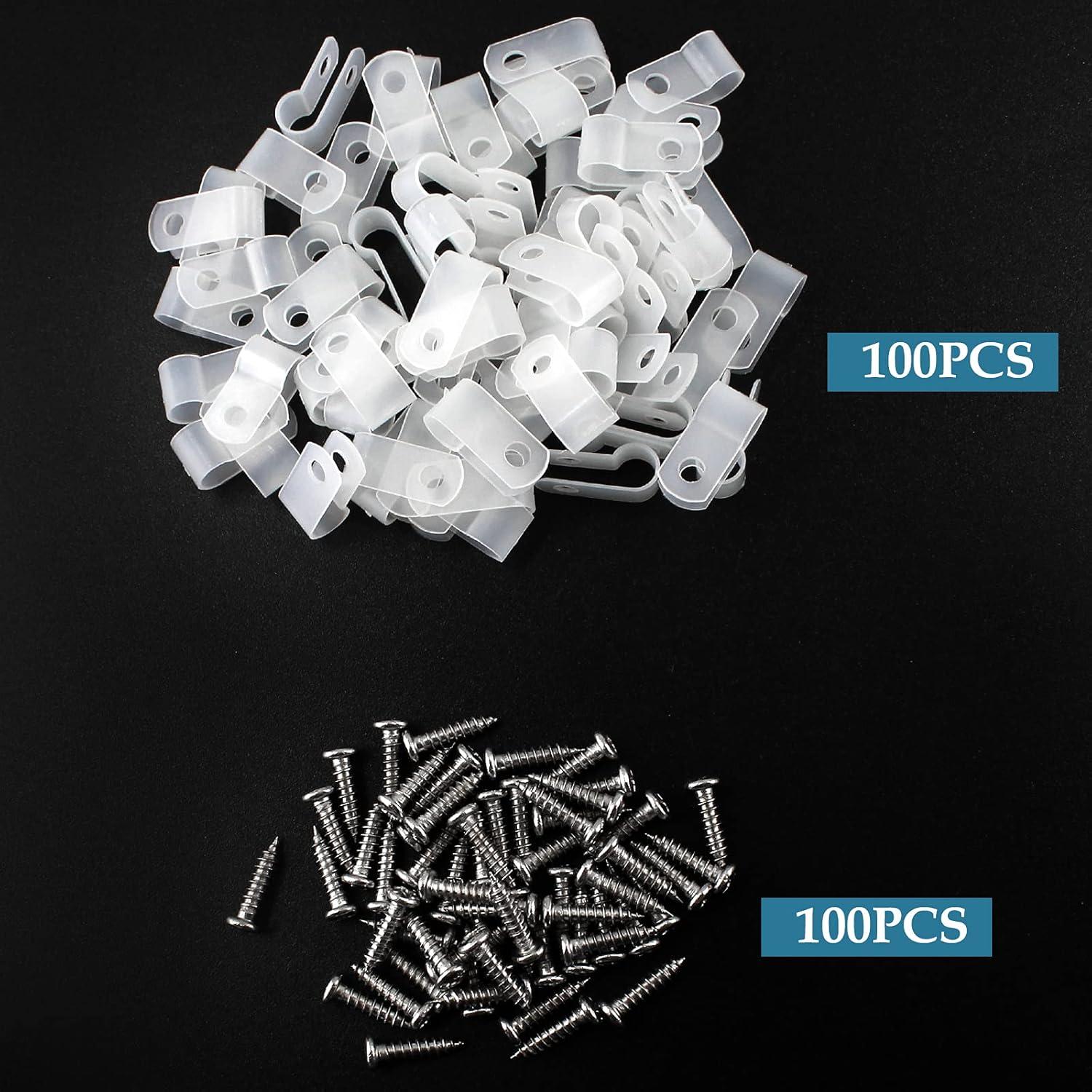 100 Clips de Montaje de Cable Rierdge 0.64 cm Nylon Blanco