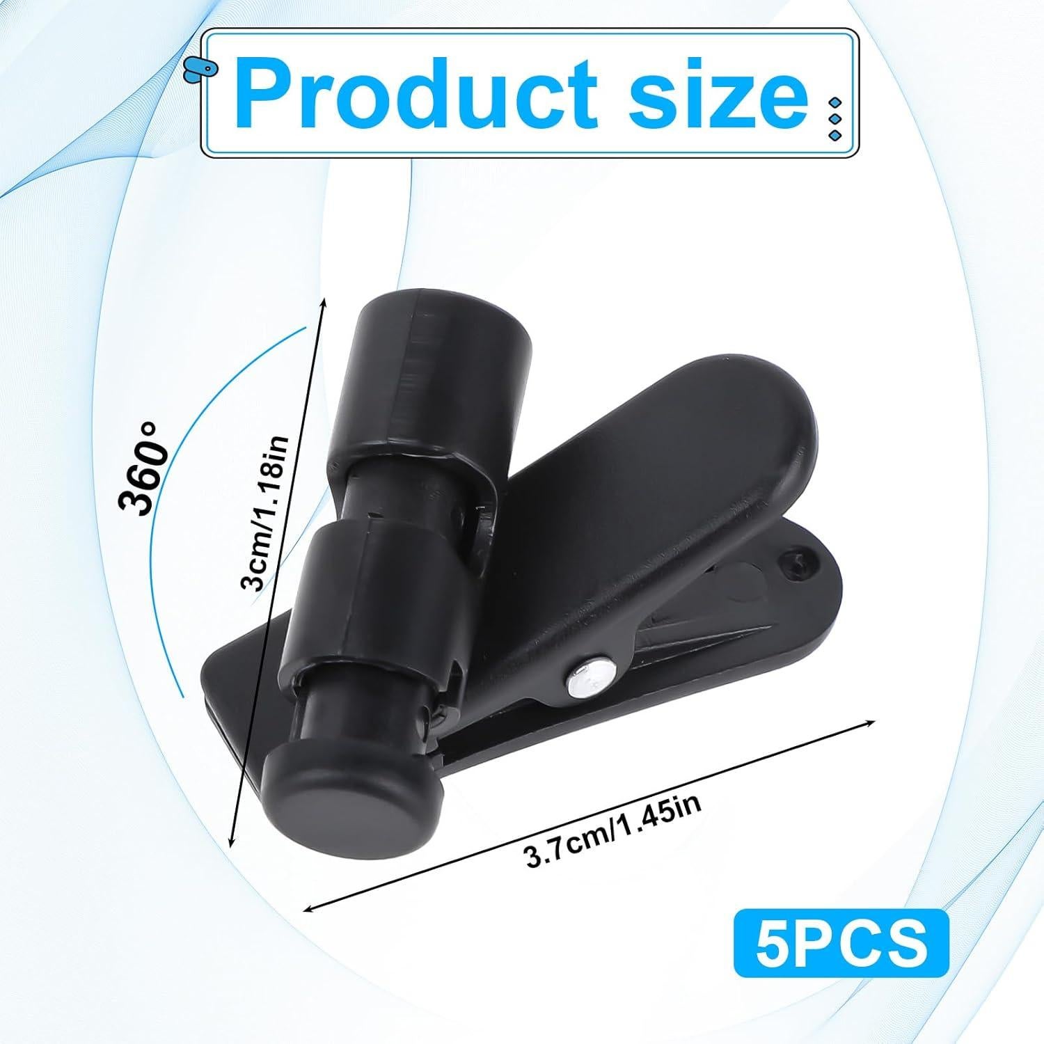 5 Clips de Cable para Auriculares Xthrotsenk 2-4mm Negro