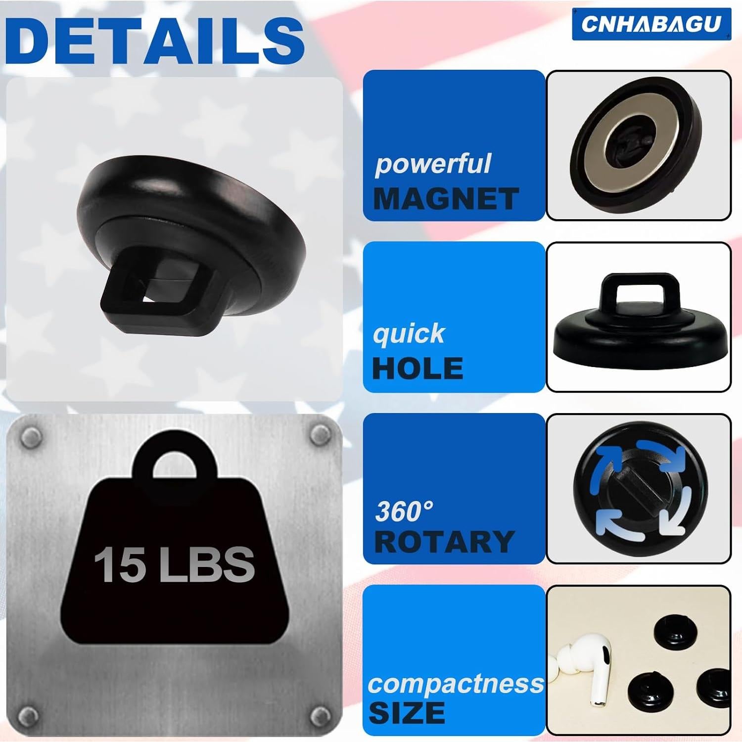 Soportes de Montaje de Cables Magnéticos CNHABAGU 40 Piezas Negro