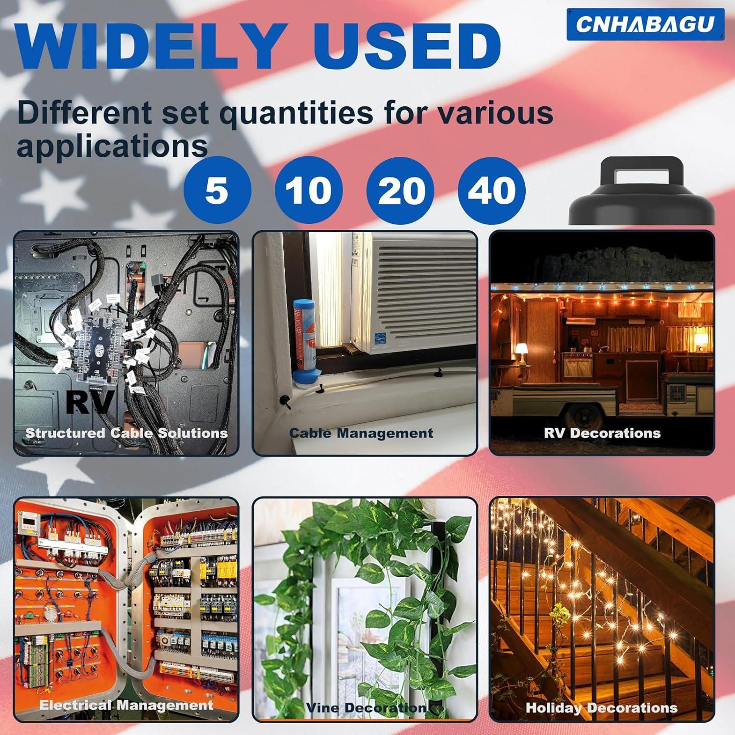 Soportes de Montaje de Cables Magnéticos CNHABAGU 40 Piezas Negro