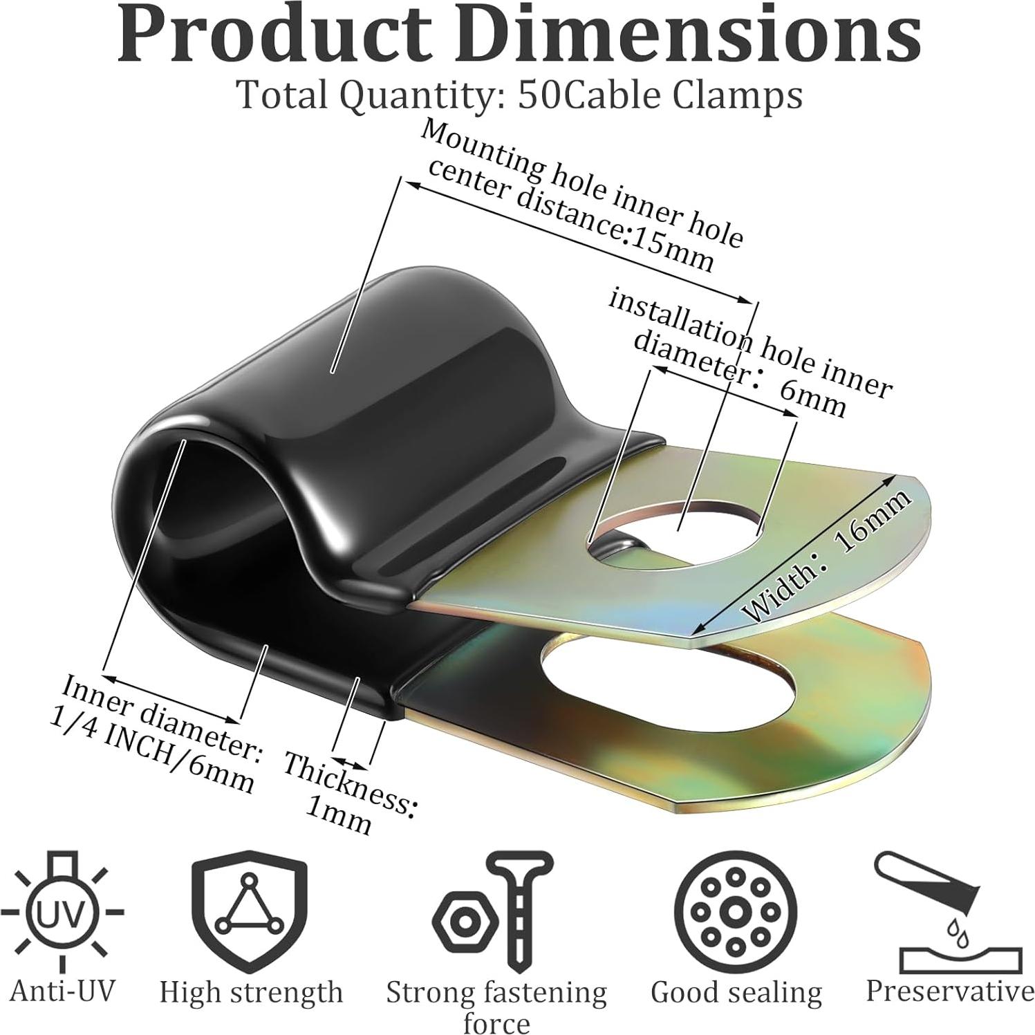 50 Abrazaderas de Cable de Acero Inoxidable Tandefio 6mm