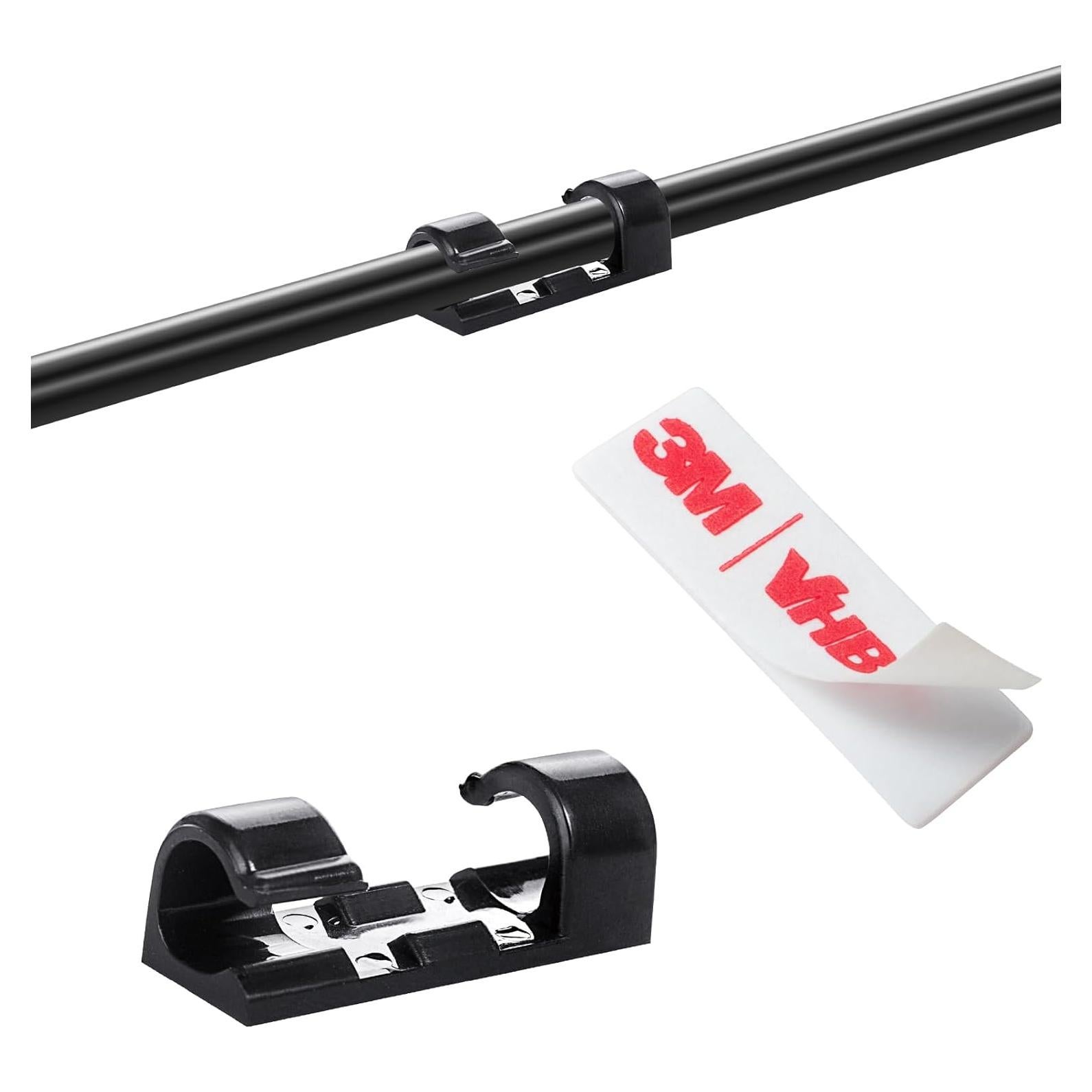 Organizador de Clips de Cable Autoadhesivos EyeIslet - 20 Piezas Negro