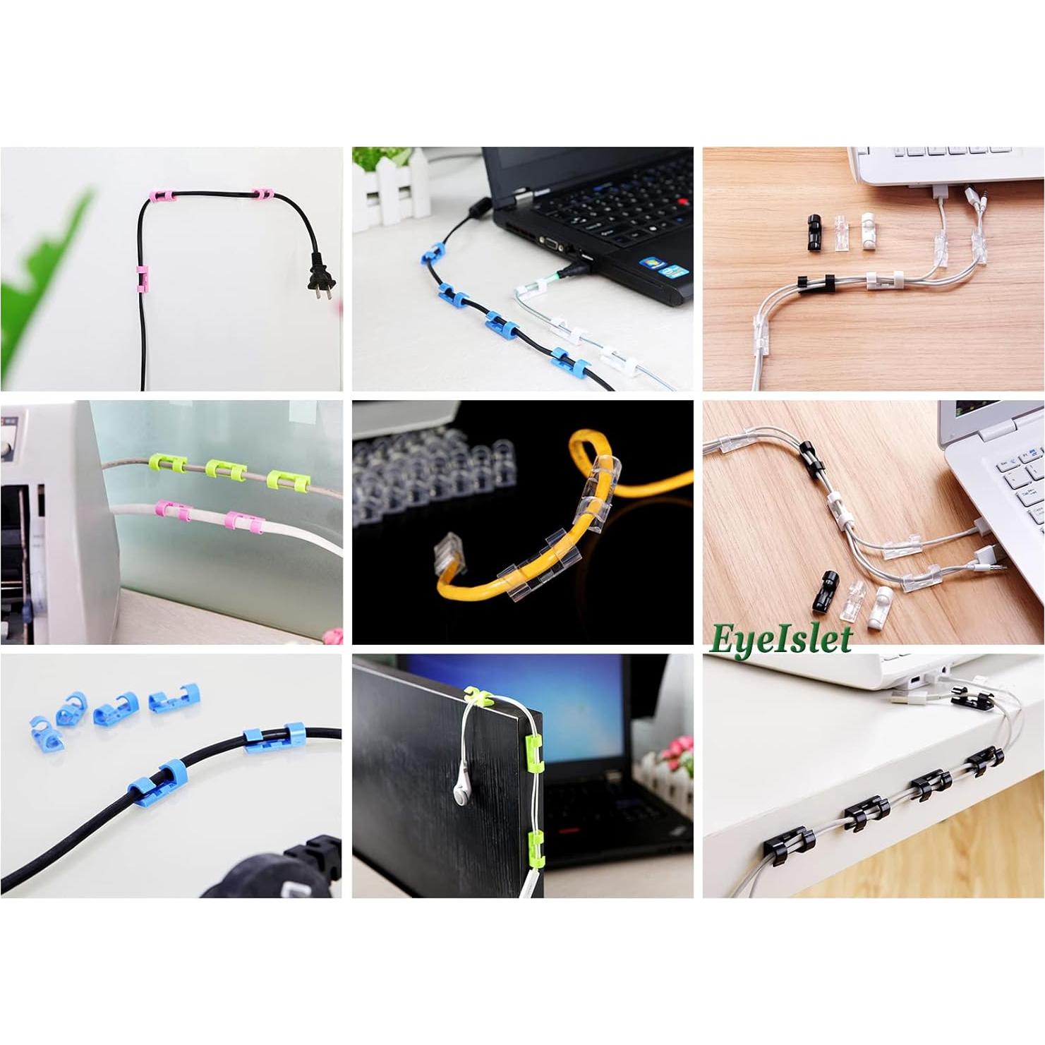 Organizador de Clips de Cable Autoadhesivos EyeIslet - 20 Piezas Negro