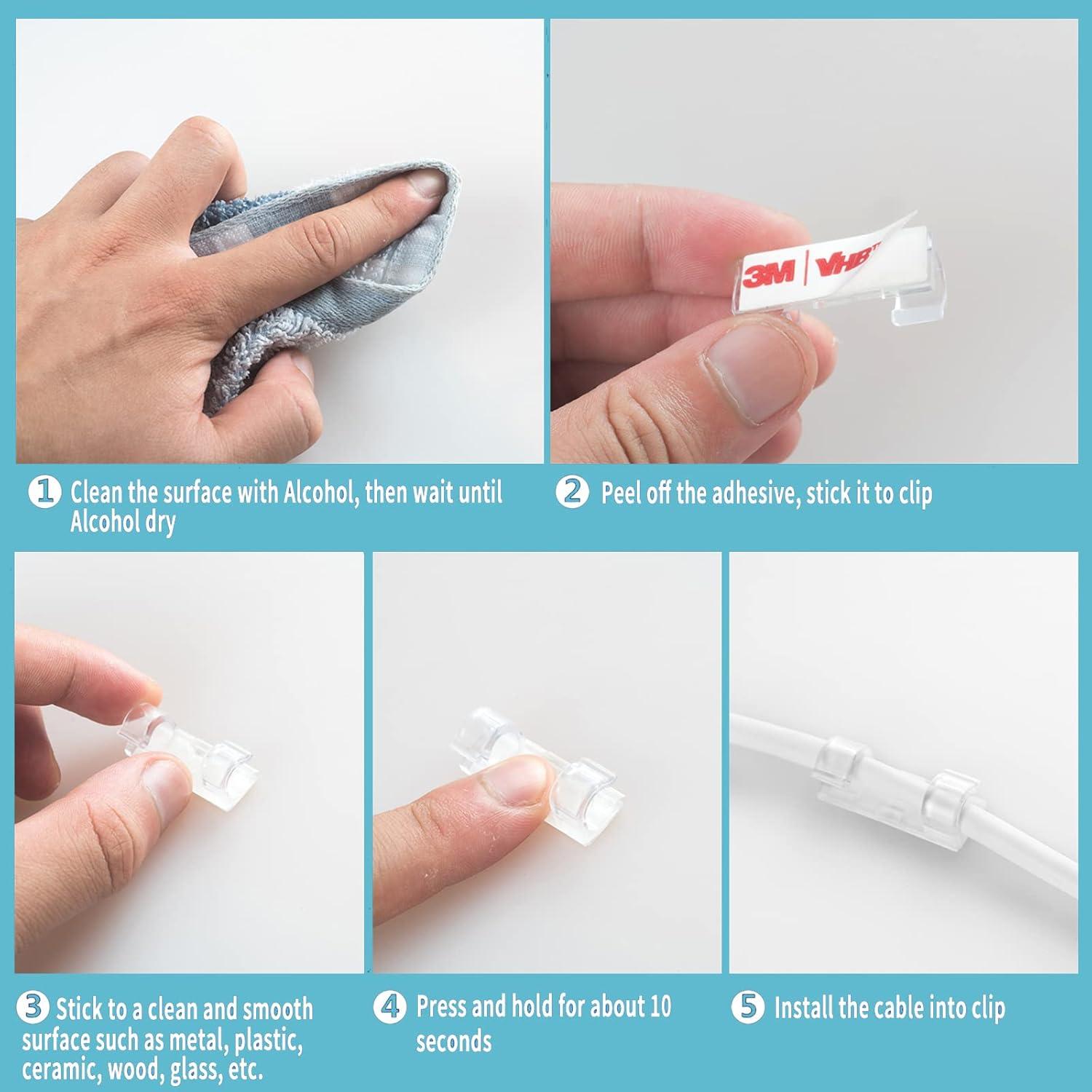 Organizador de Clips de Cable Autoadhesivos EyeIslet - 20 Piezas Negro