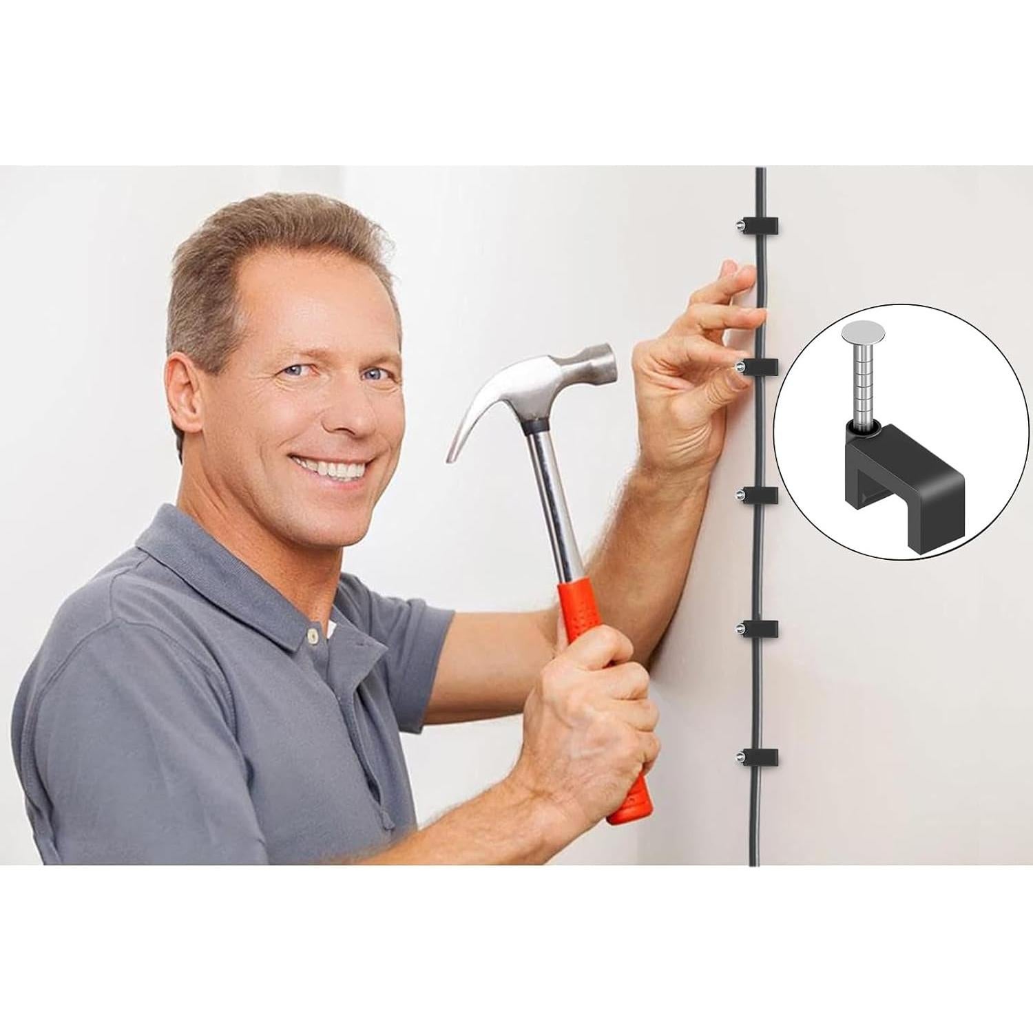 Clips de Cable con Clavo Easytle 100 Pcs 8mm para Pared