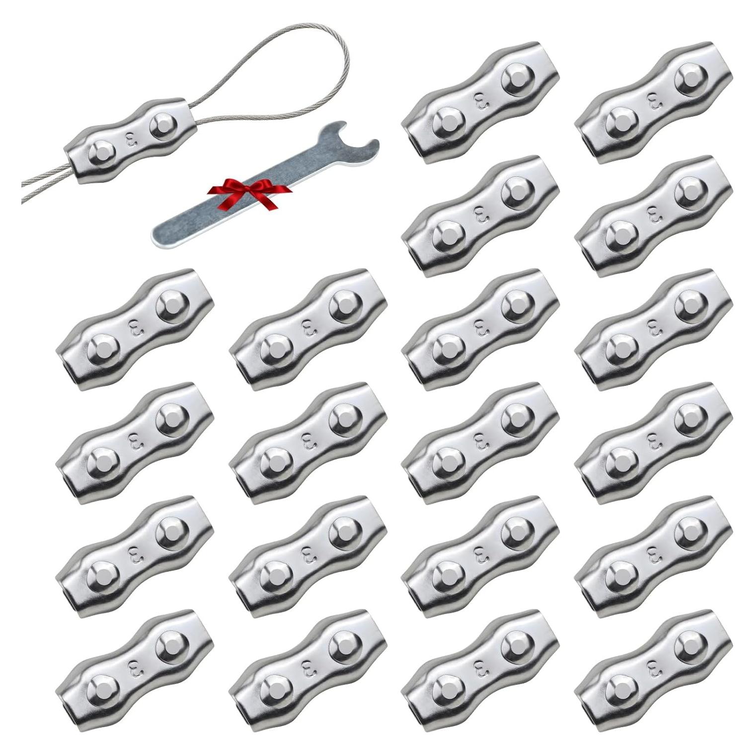 20 Pcs Clips de Cuerda de Alambre Dúplex M3 Bazeiona 1.5-3mm