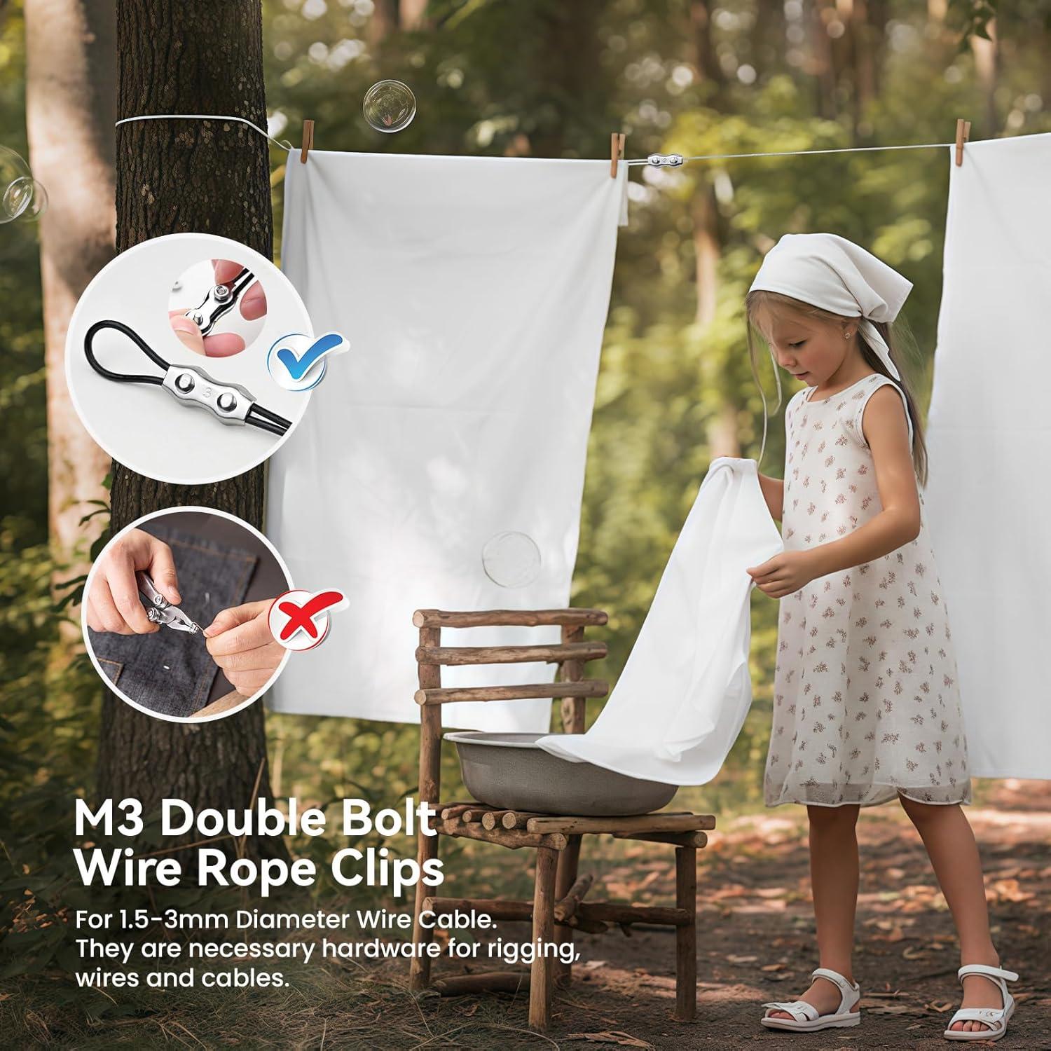 20 Pcs Clips de Cuerda de Alambre Dúplex M3 Bazeiona 1.5-3mm