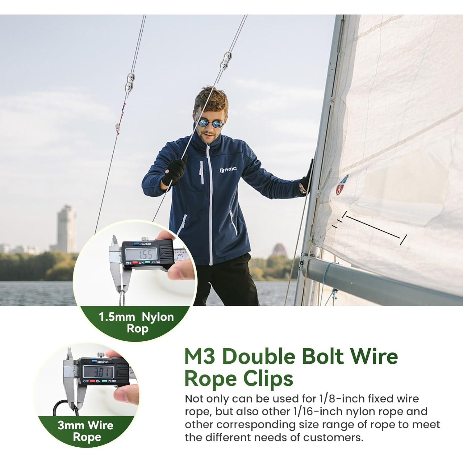 20 Pcs Clips de Cuerda de Alambre Dúplex M3 Bazeiona 1.5-3mm