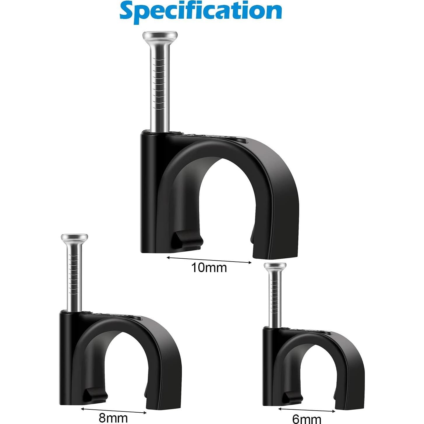 Clips de Cable Redondos ERKXD 10mm con Clavo Acero Inoxidable