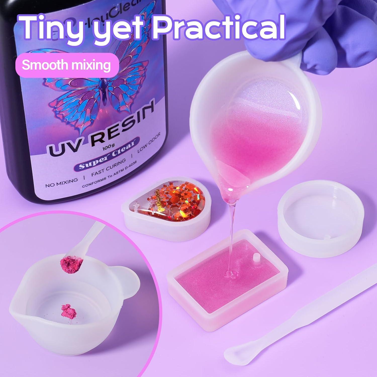 Kit de Resina UV HeyClear 100g - Bajo Olor, Rápido Secado, Ideal para Joyas