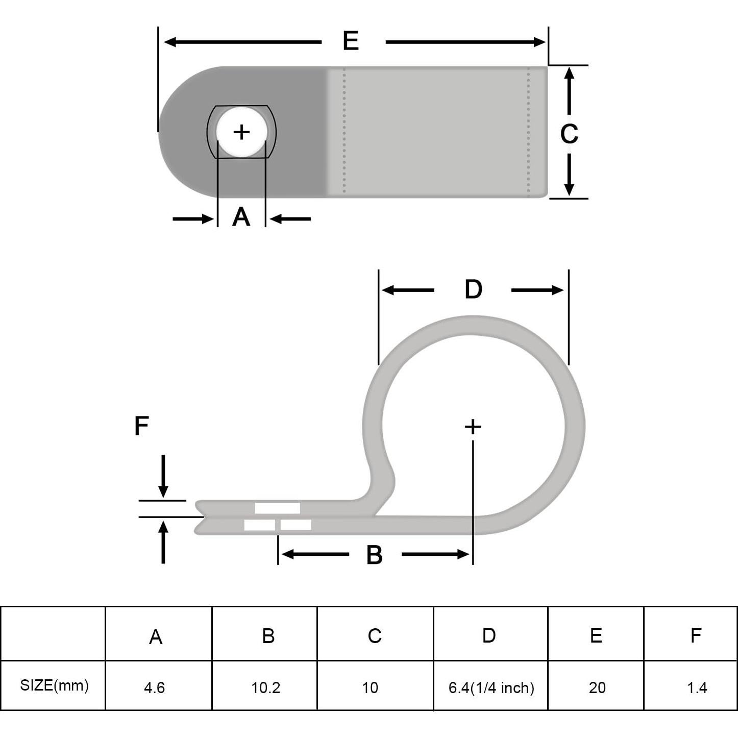 Abrazaderas de Cable Tipo R Hicarer 50 Piezas 6.35 mm Blancas