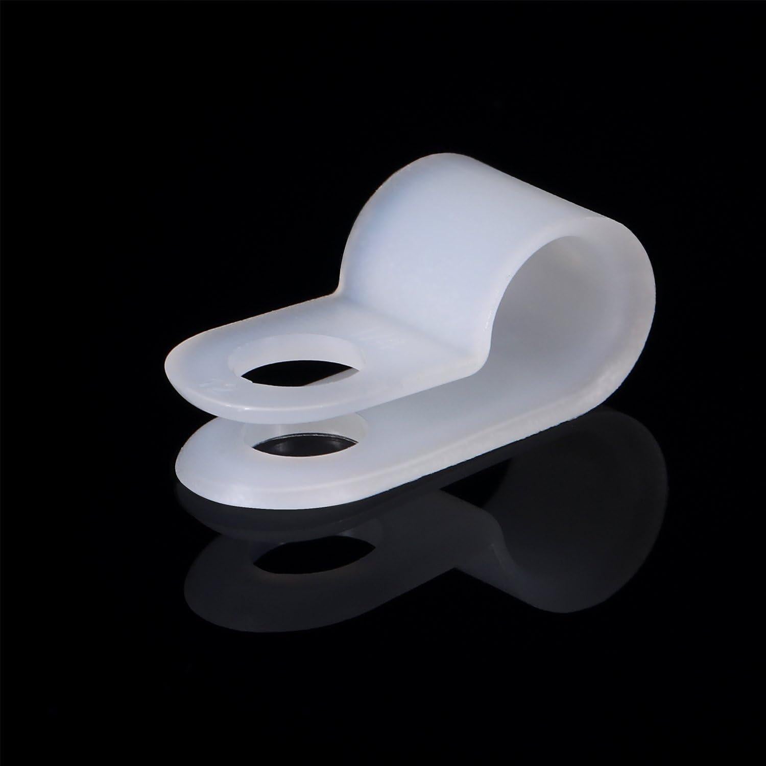 Abrazaderas de Cable Tipo R Hicarer 50 Piezas 6.35 mm Blancas