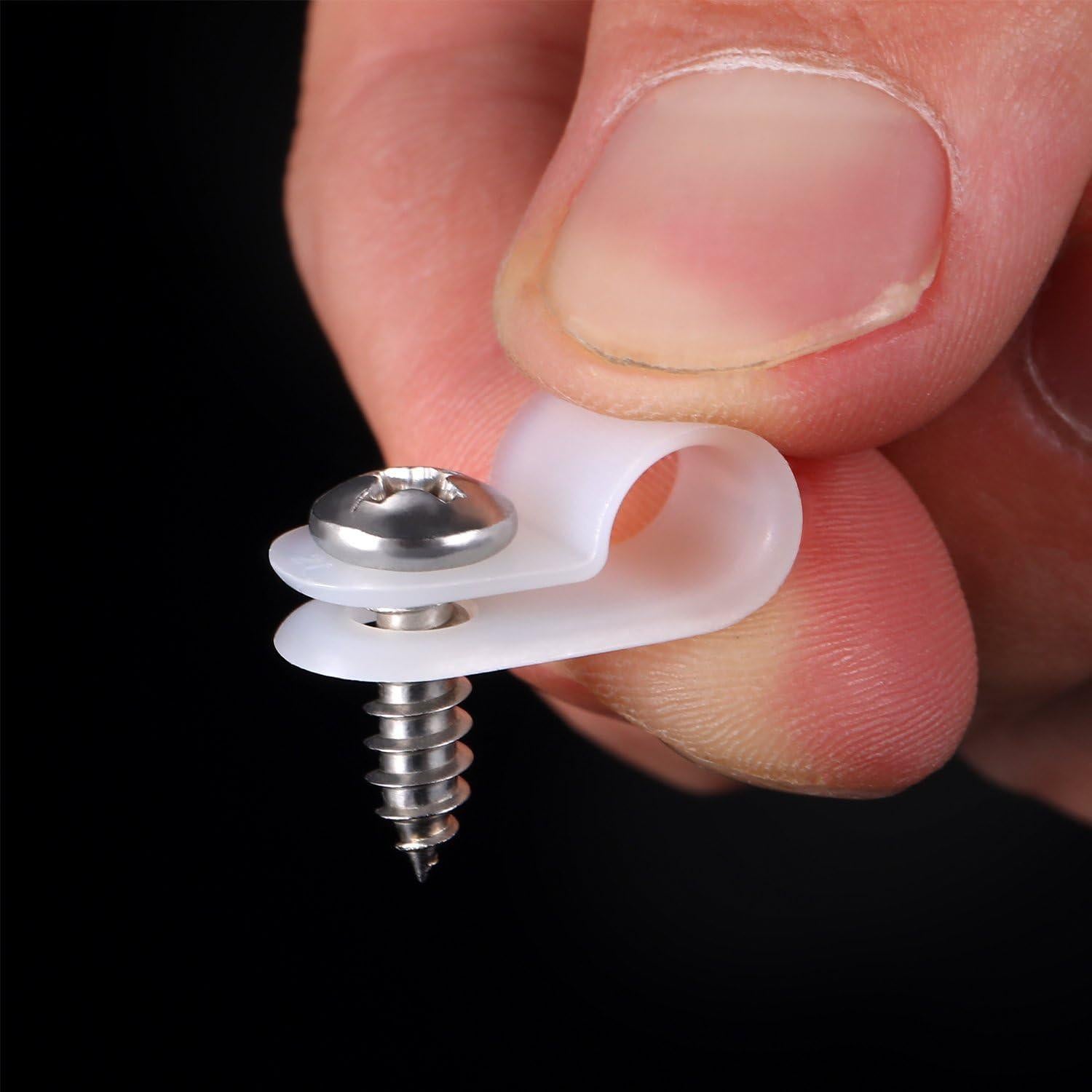 Abrazaderas de Cable Tipo R Hicarer 50 Piezas 6.35 mm Blancas