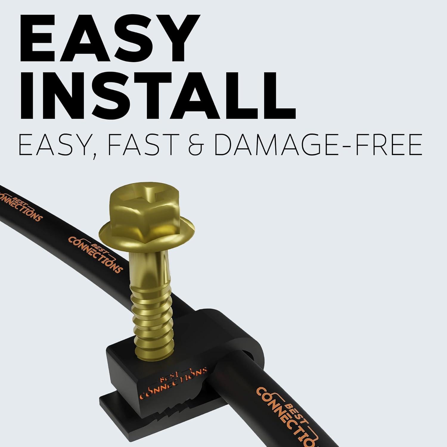 Clips de Cable Coaxial Best Connections 100 Piezas Negras