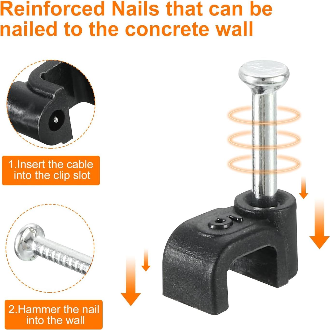 Clips de Cable con Clavo uxcell 100Pcs 5mm para Gestión de Cables