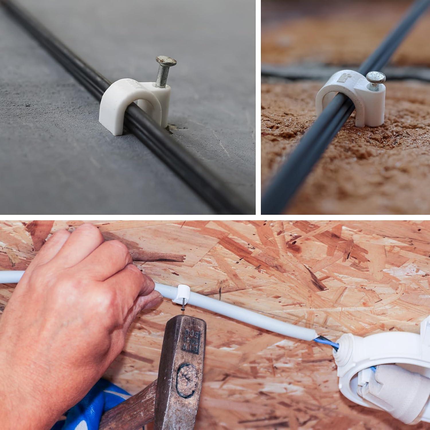 Clips de Cable con Clavo uxcell 100Pcs 5mm para Gestión de Cables