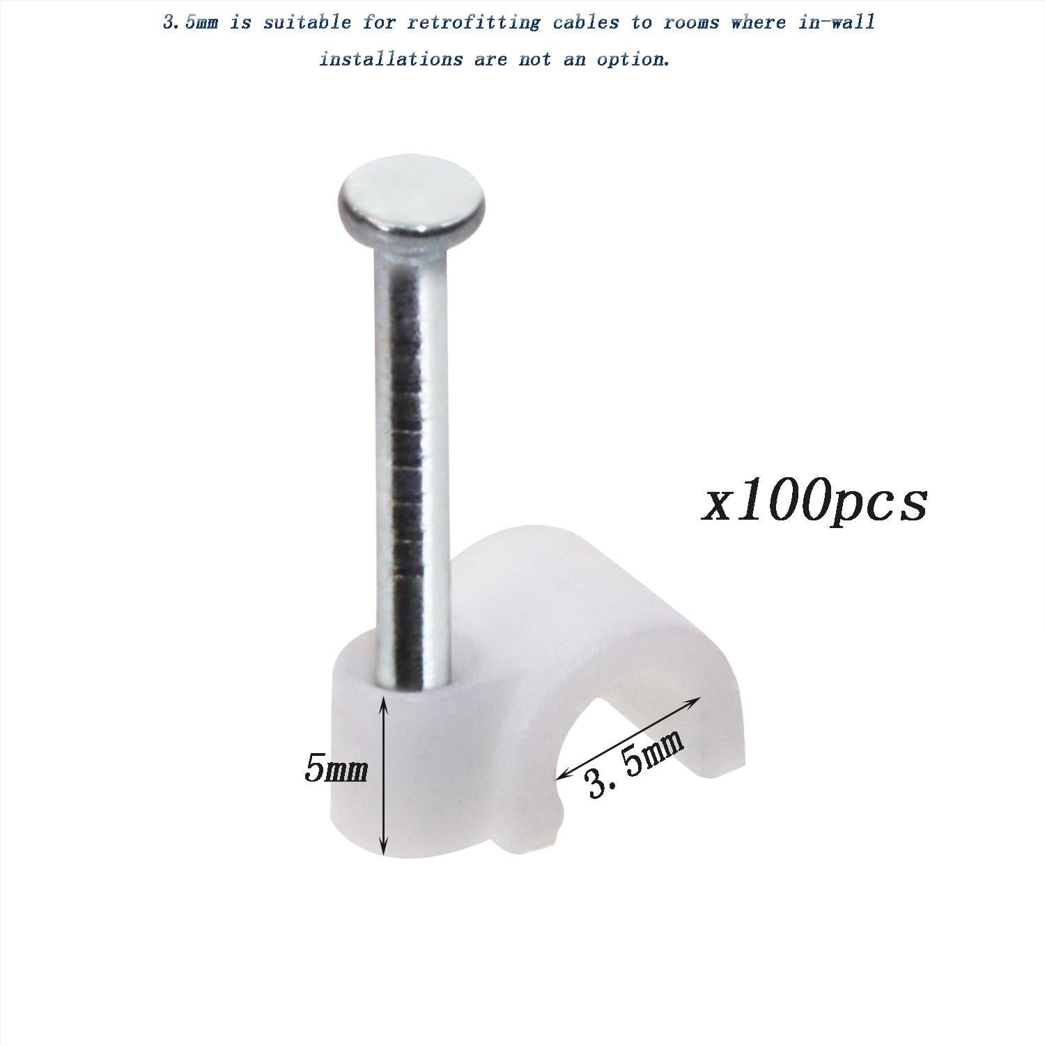 Clips de Cable Ethernet Mini Skater 3.5mm Blancos 100 Pcs