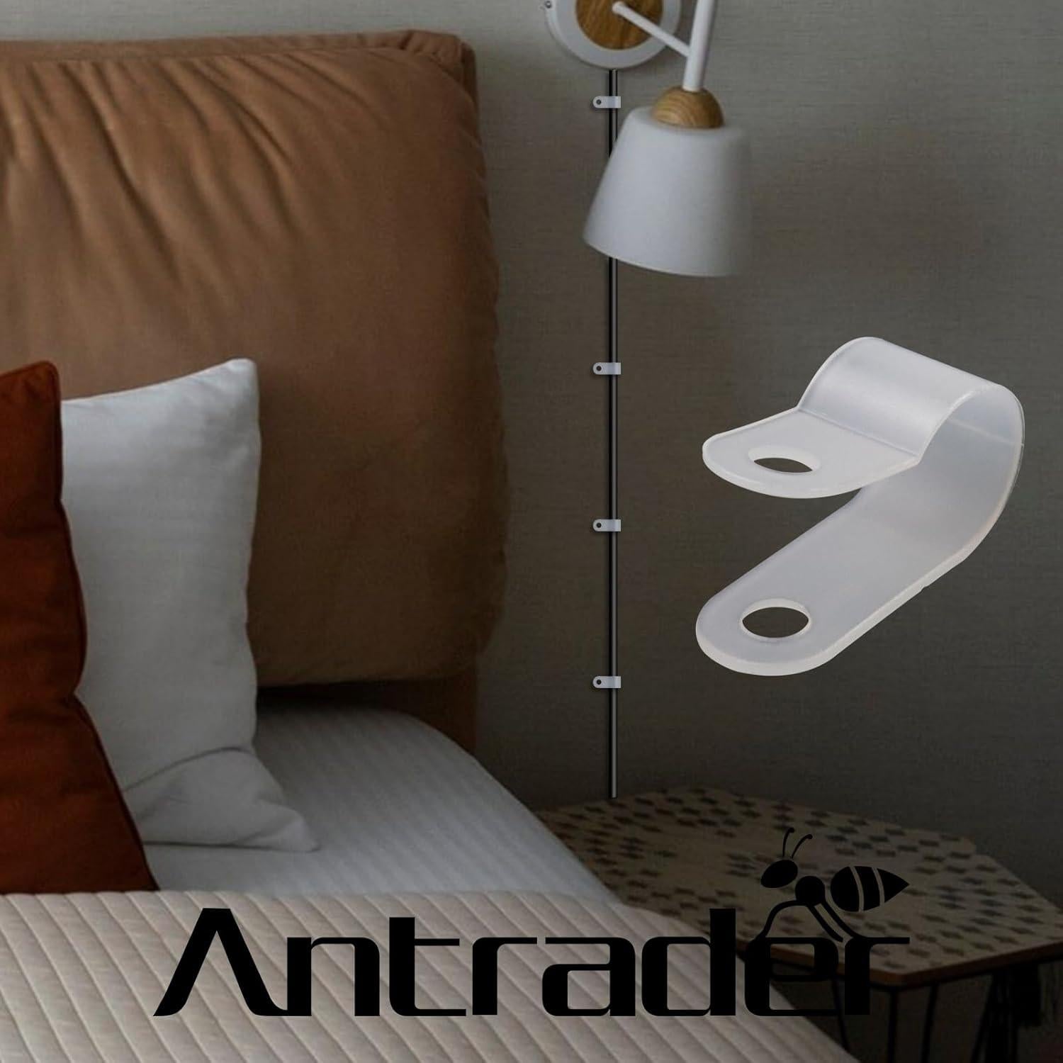 Clips de Nylon Antrader 1/4" (6.4mm) para Cables - Paquete de 200