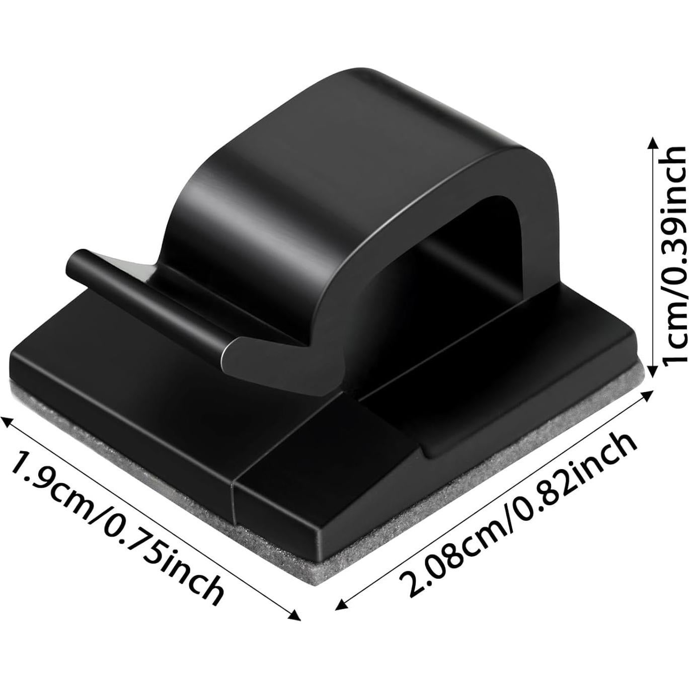 Clips de Cable Adhesivos Maitys 60 Piezas Grande Negro