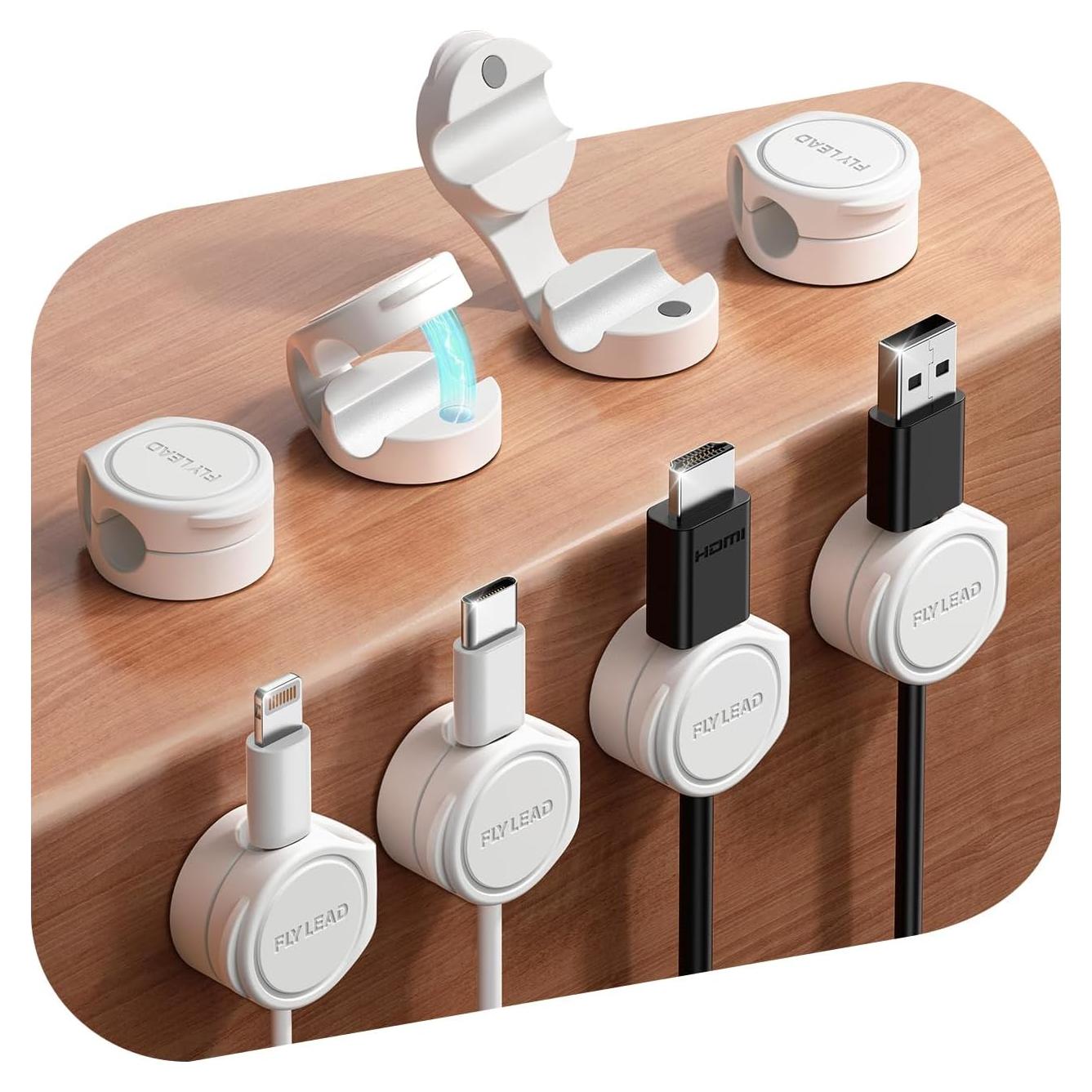 Organizador de Cables FLYLEAD Magnético 8mm Blanco - 8 Piezas