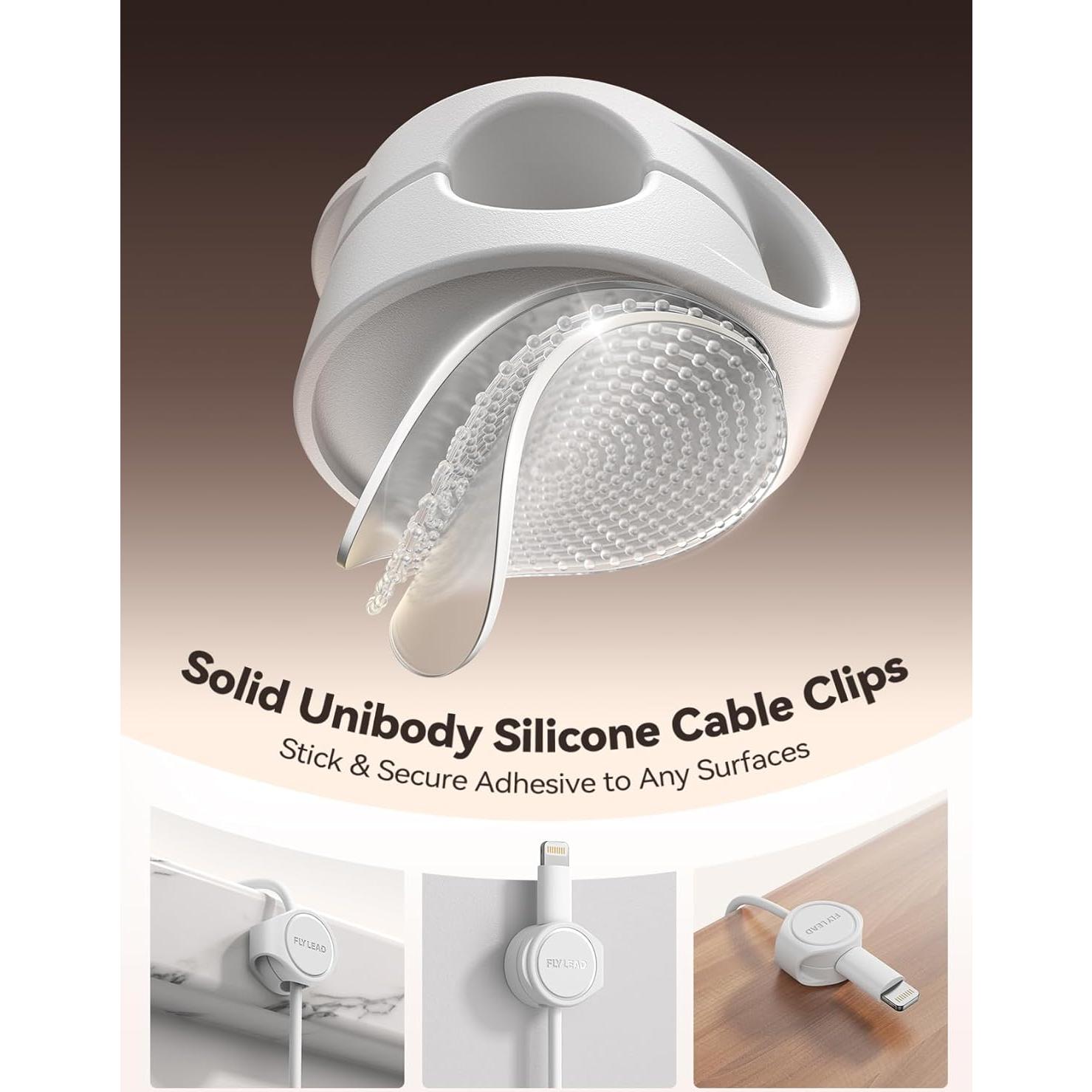 Organizador de Cables FLYLEAD Magnético 8mm Blanco - 8 Piezas