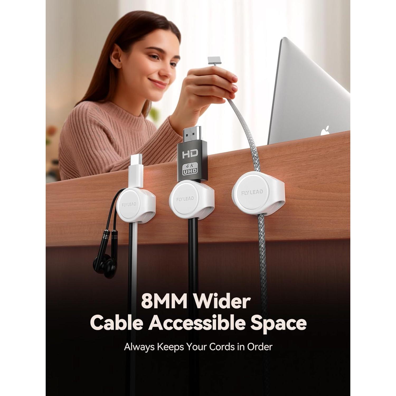 Organizador de Cables FLYLEAD Magnético 8mm Blanco - 8 Piezas