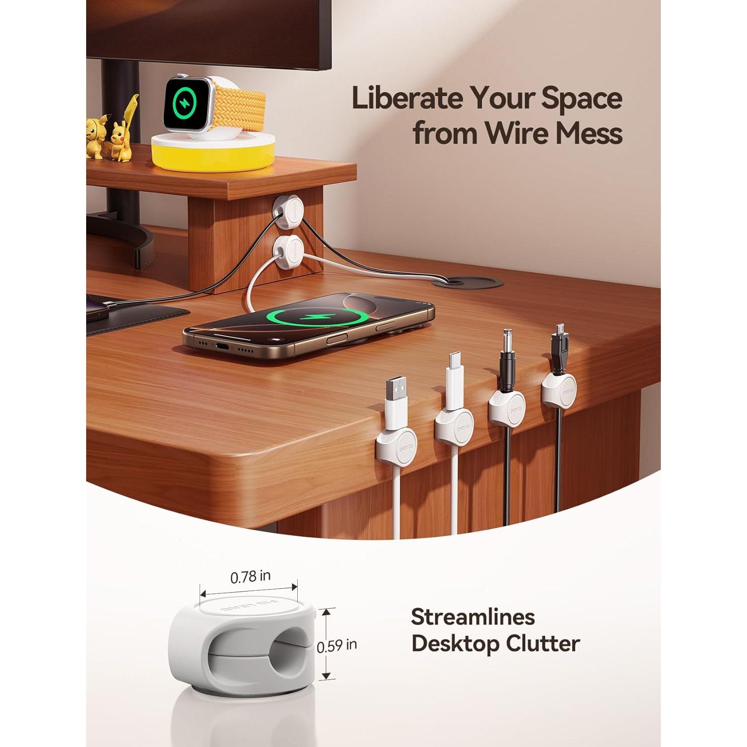 Organizador de Cables FLYLEAD Magnético 8mm Blanco - 8 Piezas