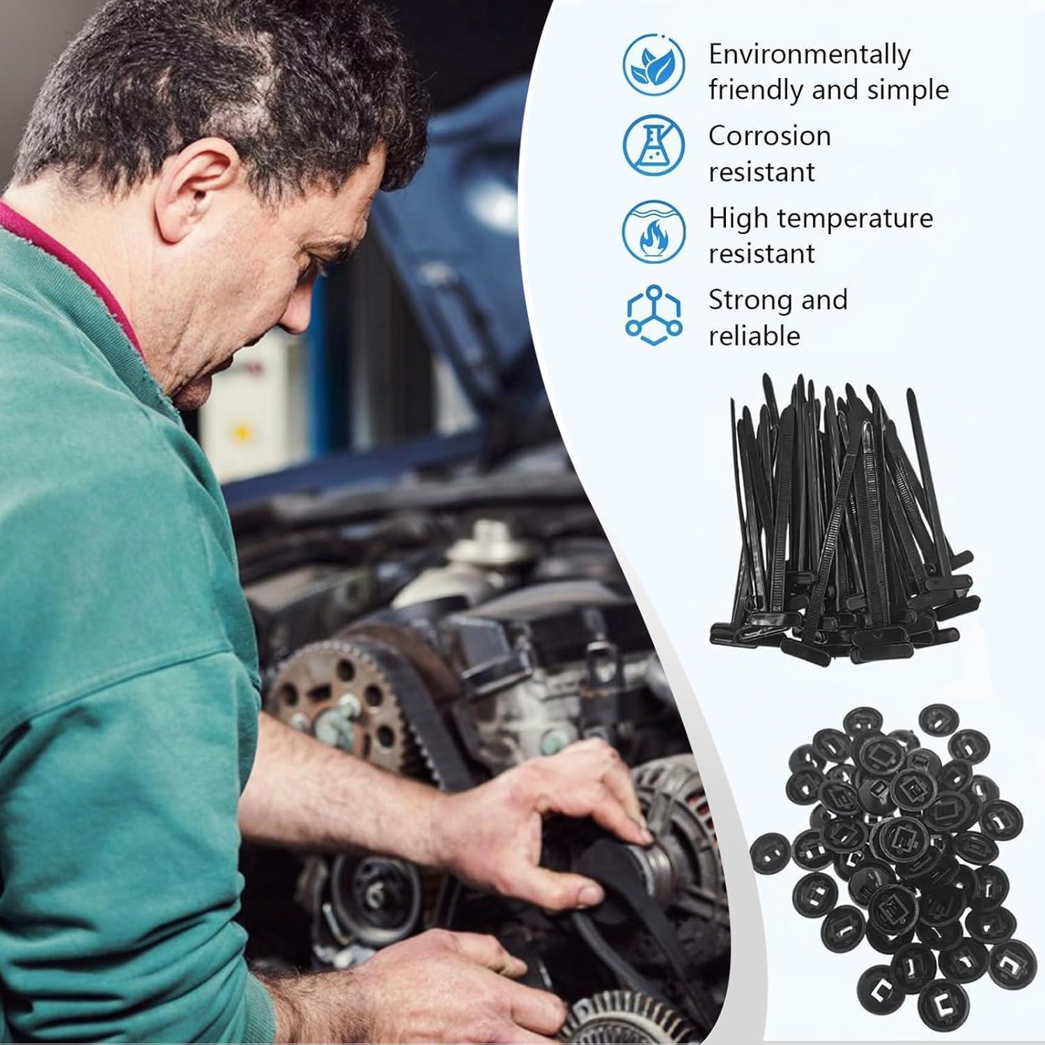 150 Hebillas de Cable de Nylon Zqarallax para Autos y Garaje