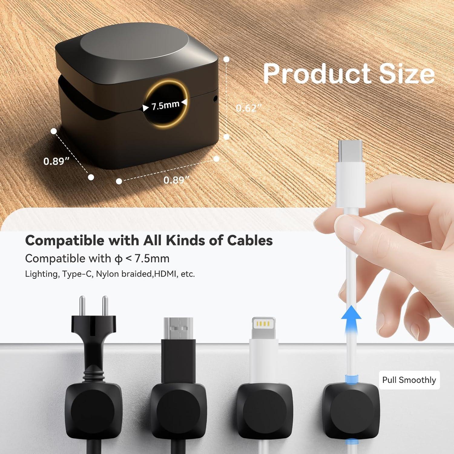 Organizador de Cables Lancord 8 Piezas Clips Adhesivos Negro