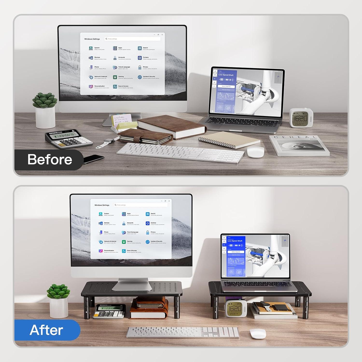 Soporte para Monitor Ajustable HUANUO para 2 Monitores Negro