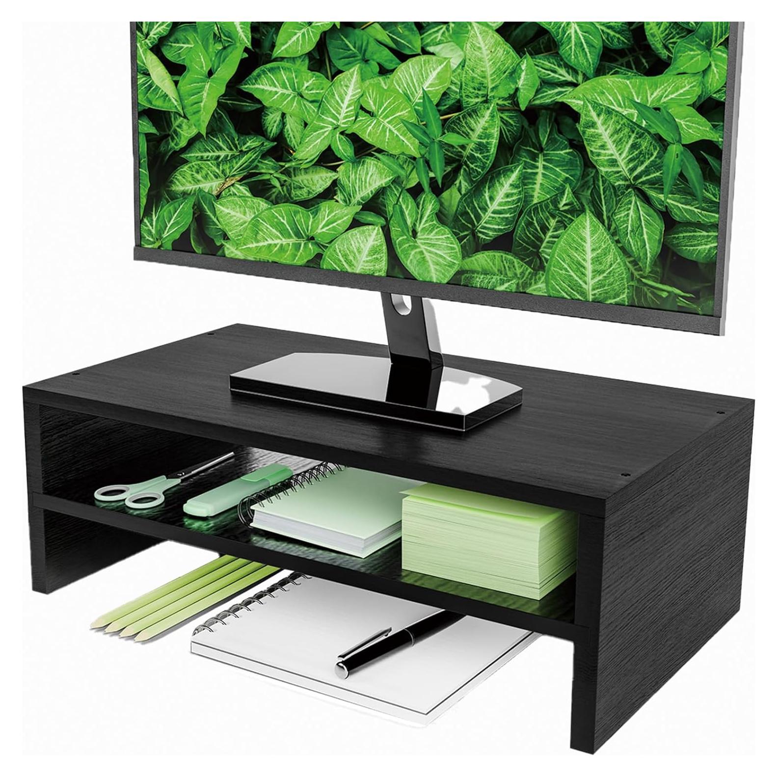 Soporte Elevador de Monitor Simpple Trending 2 Niveles Negro