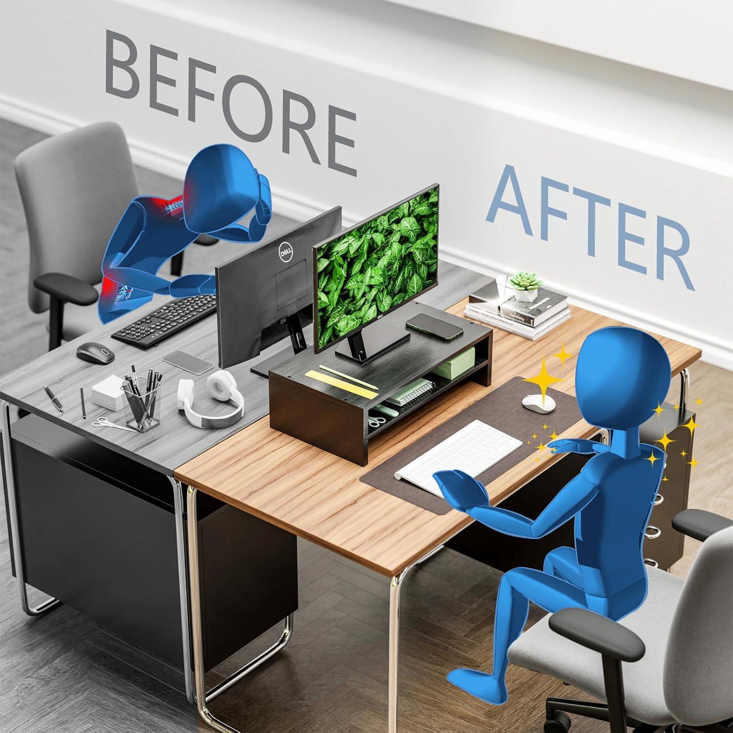 Soporte Elevador de Monitor Simpple Trending 2 Niveles Negro