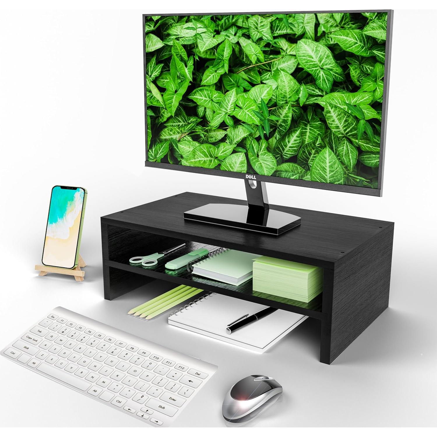 Soporte Elevador de Monitor Simpple Trending 2 Niveles Negro