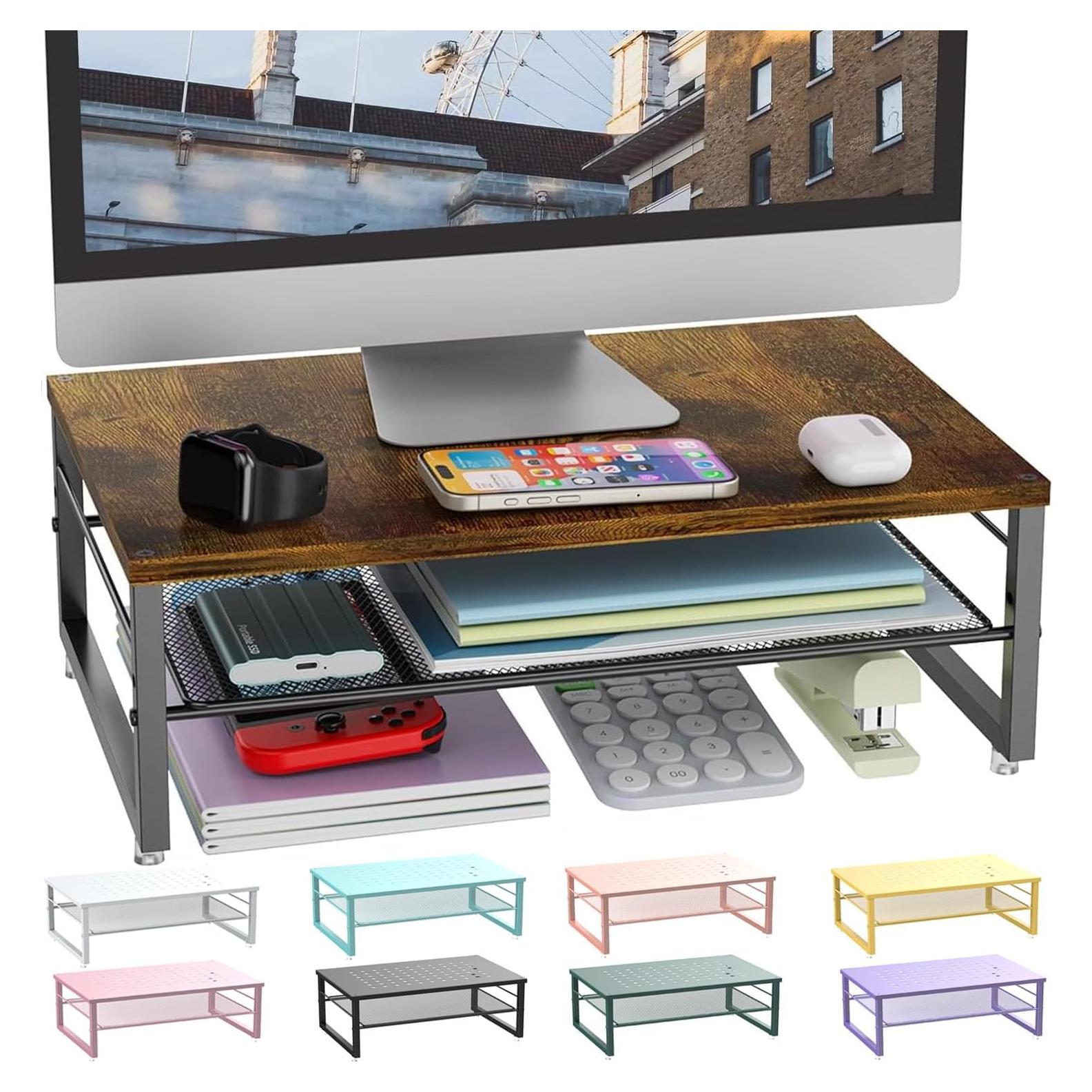 Soporte para Monitor de Metal Gianotter D-3 2 Niveles Madera