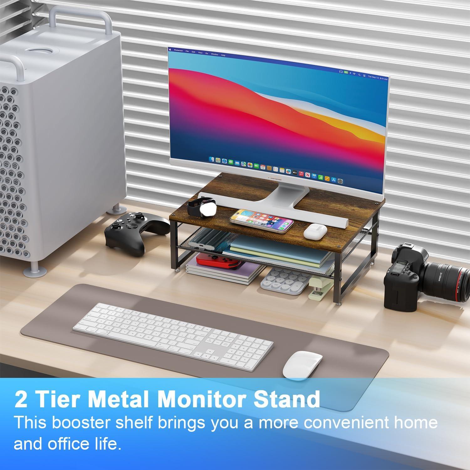 Soporte para Monitor de Metal Gianotter D-3 2 Niveles Madera