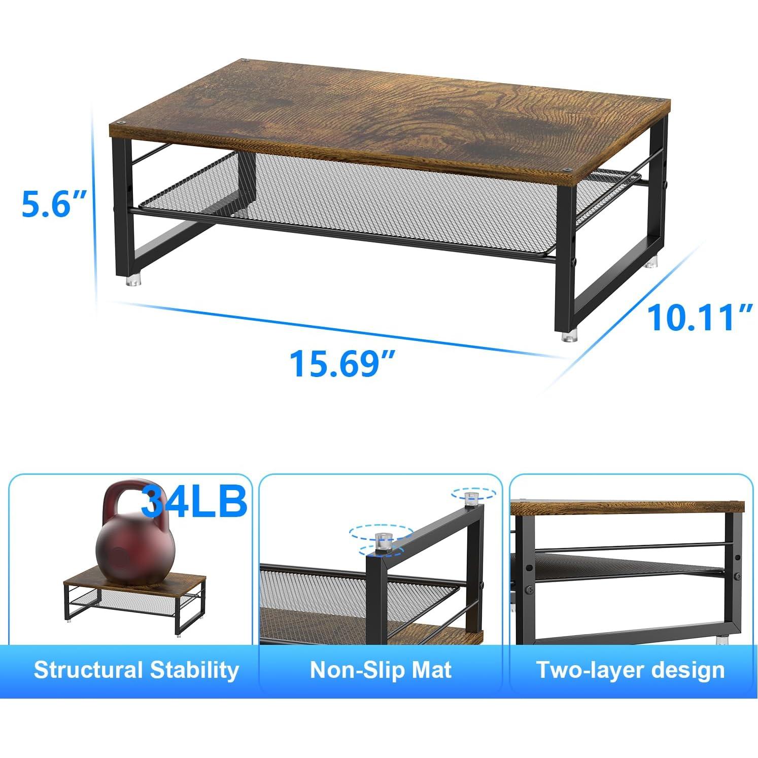 Soporte para Monitor de Metal Gianotter D-3 2 Niveles Madera
