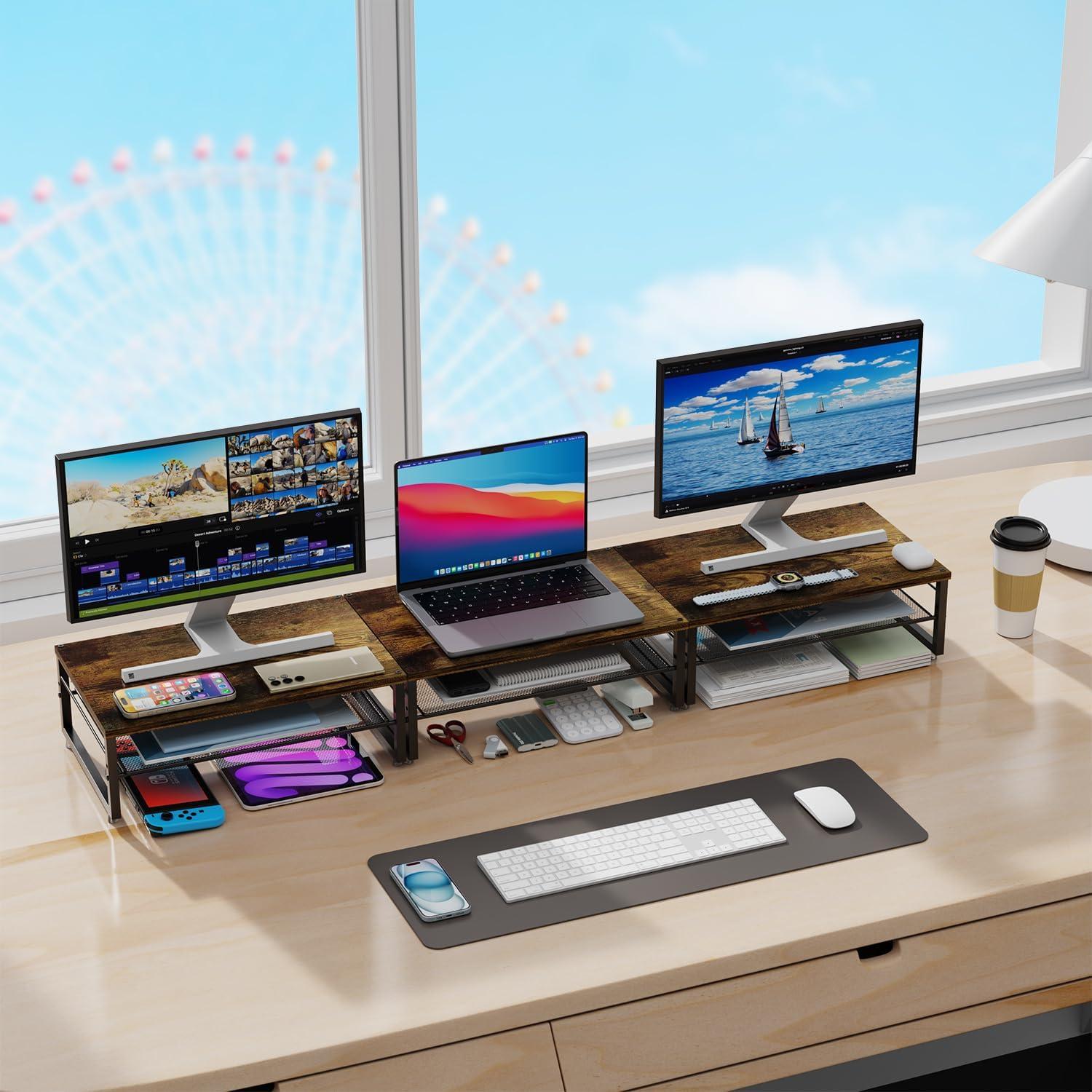 Soporte para Monitor de Metal Gianotter D-3 2 Niveles Madera