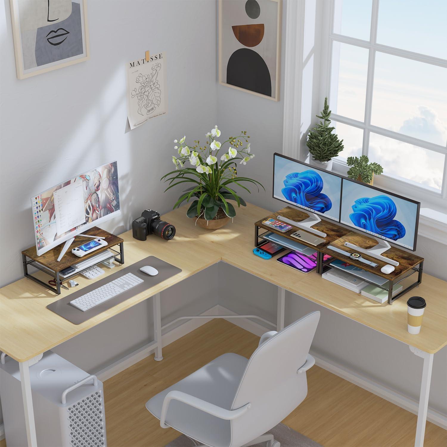 Soporte para Monitor de Metal Gianotter D-3 2 Niveles Madera