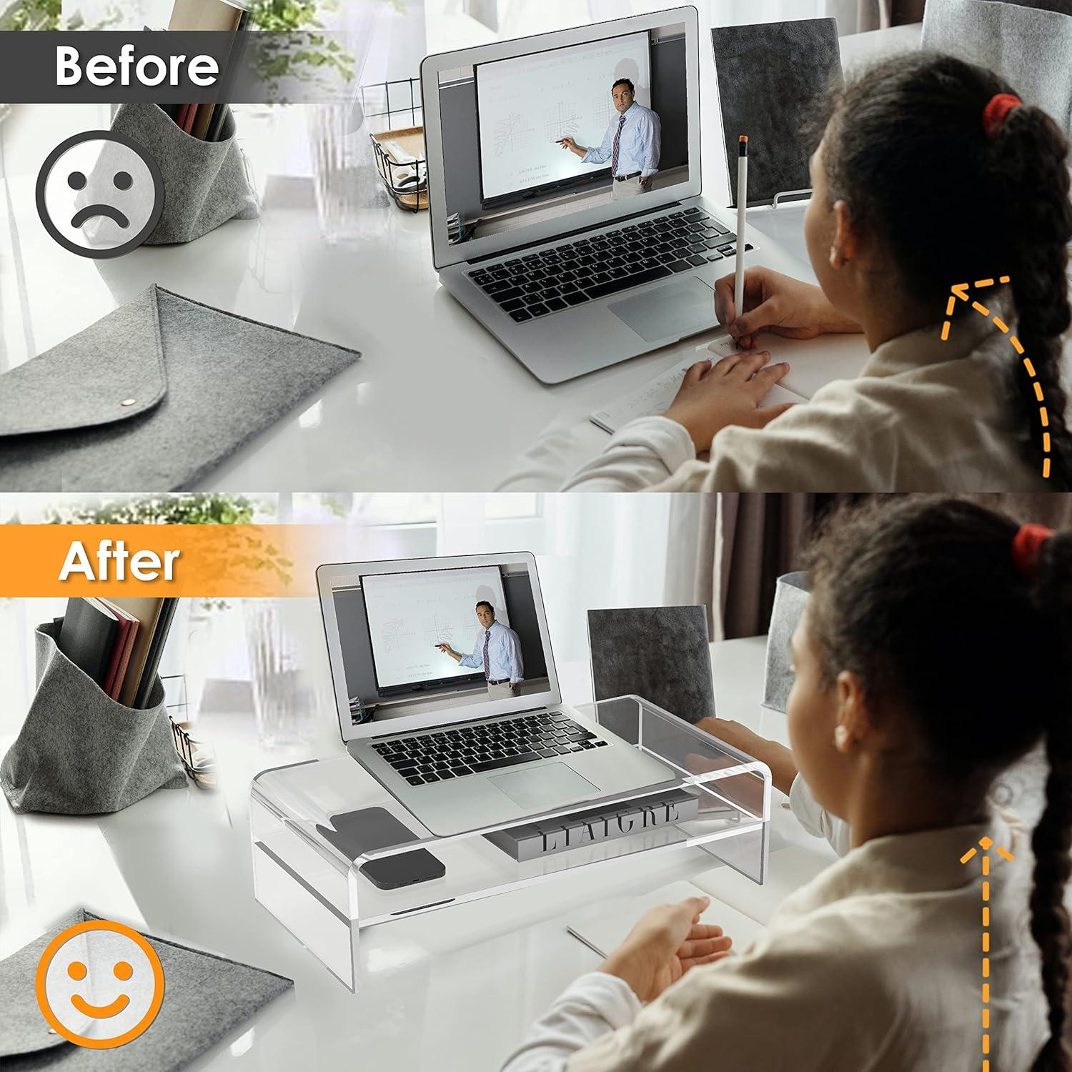 Soporte de Monitor Acrílico Elevador GOLDORCLE 40.6x19.6cm