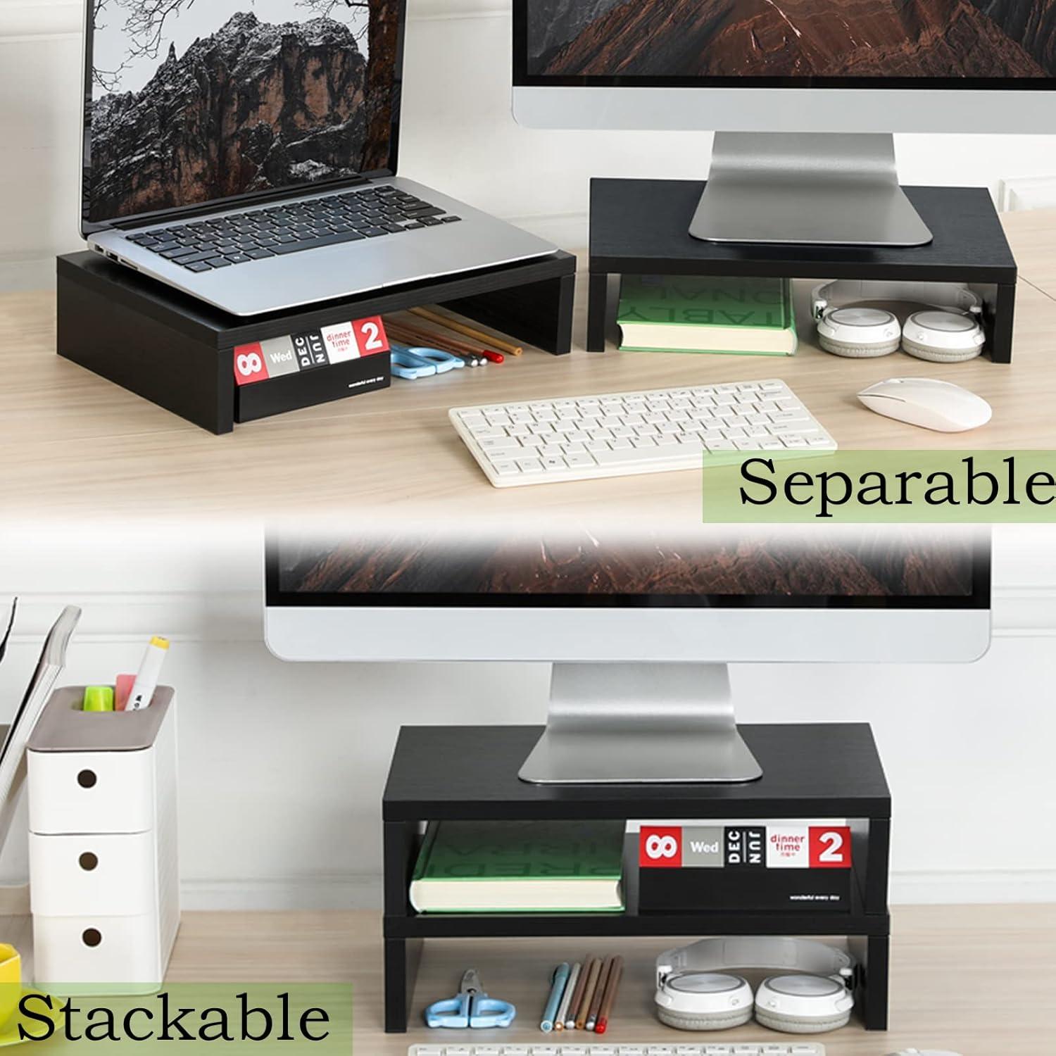 Soporte de Monitor Ajustable TEAMIX 2 Paquetes Negro 36.1x24.1 cm