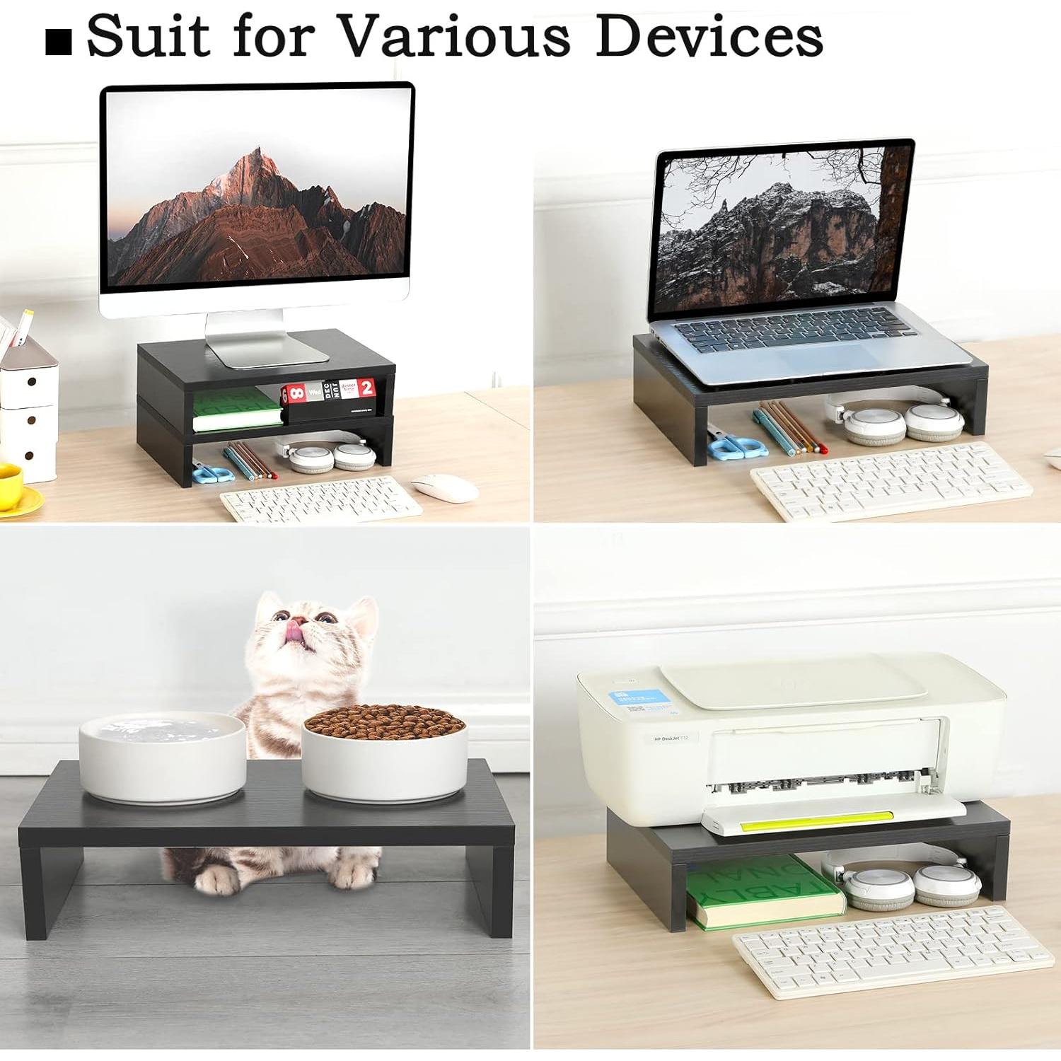 Soporte de Monitor Ajustable TEAMIX 2 Paquetes Negro 36.1x24.1 cm