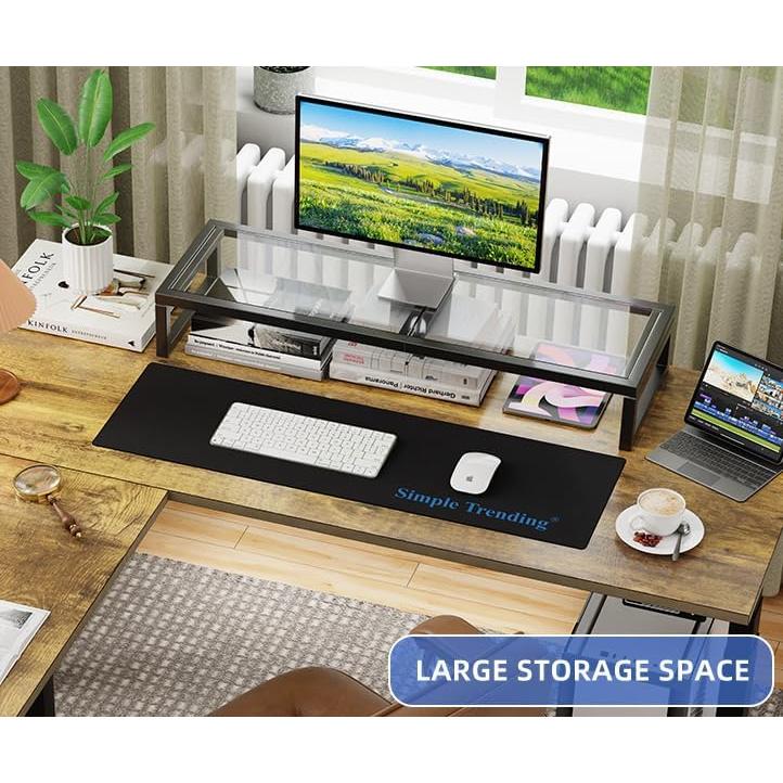 Soporte Elevador Doble para Monitor Simple Trending Vidrio 81.28x25.4cm