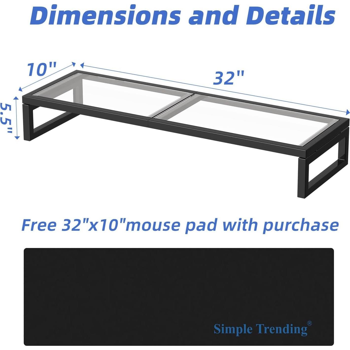 Soporte Elevador Doble para Monitor Simple Trending Vidrio 81.28x25.4cm