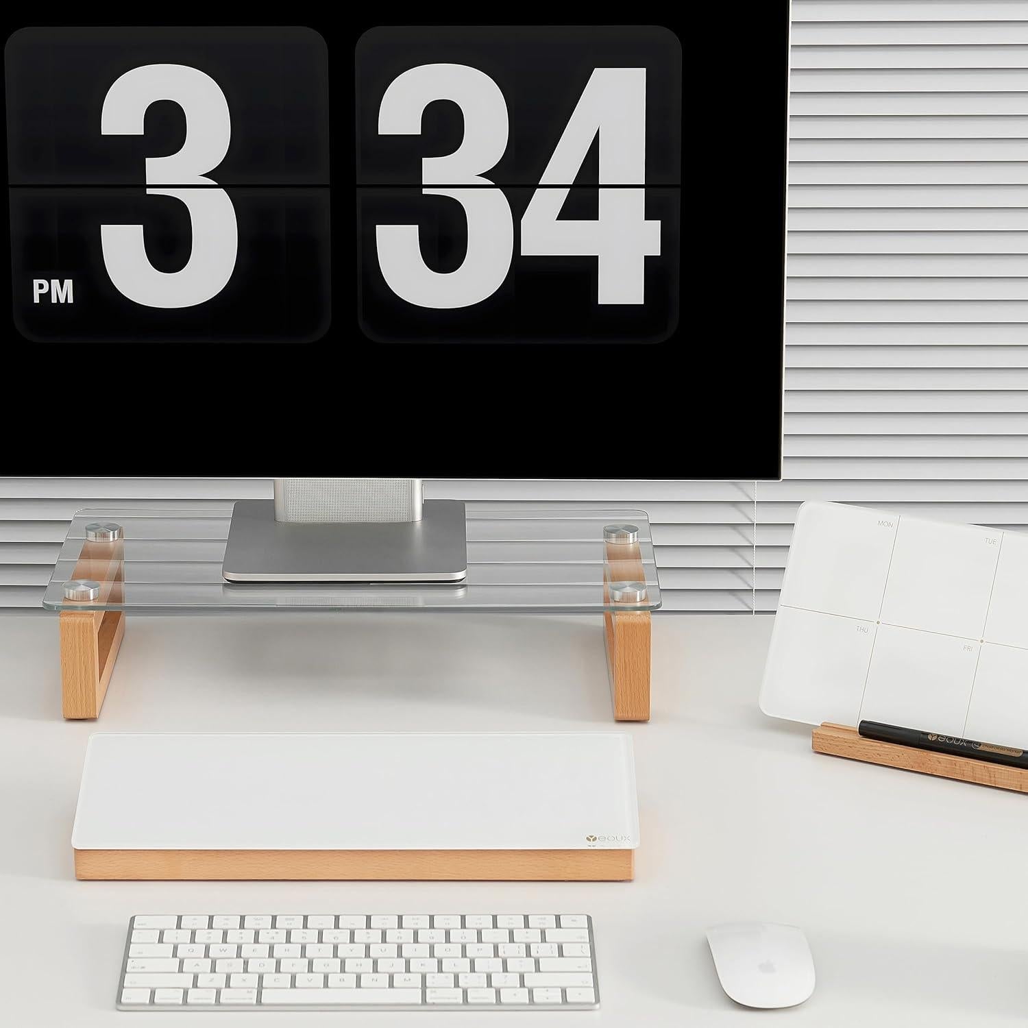 Soporte Elevador de Monitor YEOUX de Madera y Vidrio 43.2x22.9 cm