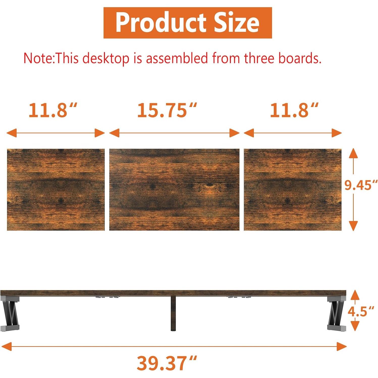 Soporte Doble Monitor ErgoFocus Madera Rústica 99 cm 45 kg